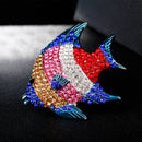 Colorful Rhinestone Animal Fish Wedding Brooches Collar Lapel Pin Jewelry