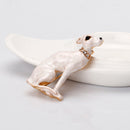 Cute Enamel Rhinestone White Dog Animal Brooch Women Kids Jewelry Decor Gift