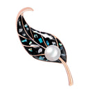 Cute Pearl Leaf Shape Brooches Pins Women Clothes Jewelry Decoration