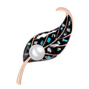 Cute Pearl Leaf Shape Brooches Pins Women Clothes Jewelry Decoration