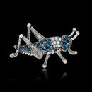 Blue Rhinestone Crystal Insect Grasshopper Pins Brooches Clothes Decoration
