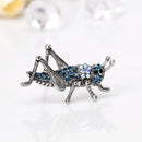 Blue Rhinestone Crystal Insect Grasshopper Pins Brooches Clothes Decoration