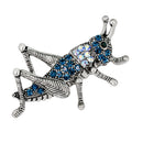 Blue Rhinestone Crystal Insect Grasshopper Pins Brooches Clothes Decoration
