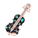 Fashion Crystal Gold Violin Brooch Pin Wedding Party Jewelry Clothes Decor