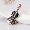 Fashion Crystal Gold Violin Brooch Pin Wedding Party Jewelry Clothes Decor