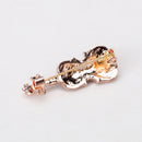 Fashion Crystal Gold Violin Brooch Pin Wedding Party Jewelry Clothes Decor