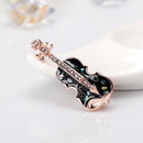 Fashion Crystal Gold Violin Brooch Pin Wedding Party Jewelry Clothes Decor