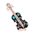 Fashion Crystal Gold Violin Brooch Pin Wedding Party Jewelry Clothes Decor
