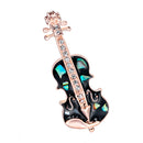 Fashion Crystal Gold Violin Brooch Pin Wedding Party Jewelry Clothes Decor