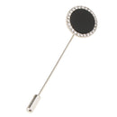 Retro Rhinestone Black Disc Lapel Pin Brooch Pin Jewelry for Men