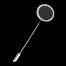 Retro Rhinestone Black Disc Lapel Pin Brooch Pin Jewelry for Men