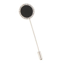 Retro Rhinestone Black Disc Lapel Pin Brooch Pin Jewelry for Men