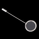 Retro Rhinestone Black Disc Lapel Pin Brooch Pin Jewelry for Men