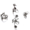 4Pcs Vintage Hollow Boho Knuckle Ring Flower Finger Jewelry Set for Women