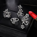 4Pcs Vintage Hollow Boho Knuckle Ring Flower Finger Jewelry Set for Women