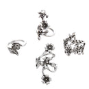 4Pcs Vintage Hollow Boho Knuckle Ring Flower Finger Jewelry Set for Women