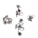 4Pcs Vintage Hollow Boho Knuckle Ring Flower Finger Jewelry Set for Women