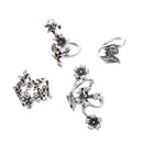 4Pcs Vintage Hollow Boho Knuckle Ring Flower Finger Jewelry Set for Women