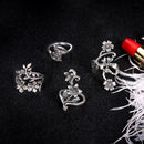 4Pcs Vintage Hollow Boho Knuckle Ring Flower Finger Jewelry Set for Women