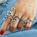 4Pcs Vintage Hollow Boho Knuckle Ring Flower Finger Jewelry Set for Women