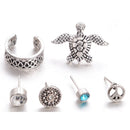 6 Pcs Women Vintage Punk Stud Earrings Set Fancy Girl Bohemian Ear Studs Set