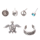 6 Pcs Women Vintage Punk Stud Earrings Set Fancy Girl Bohemian Ear Studs Set