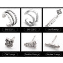 Vintage Style Antique Silver Leaf Earring Buddha Owl Feather Stud Clips Set for Women and Girls