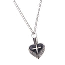 Retro Cross Crystal Heart Pendant Cremation Ash Holder Urn Keepsake Necklace