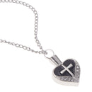 Retro Cross Crystal Heart Pendant Cremation Ash Holder Urn Keepsake Necklace