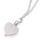 Retro Cross Crystal Heart Pendant Cremation Ash Holder Urn Keepsake Necklace