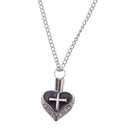 Retro Cross Crystal Heart Pendant Cremation Ash Holder Urn Keepsake Necklace
