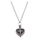 Retro Cross Crystal Heart Pendant Cremation Ash Holder Urn Keepsake Necklace