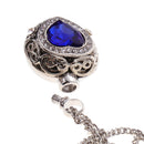 Blue Gemstone Heart with Rhinestone Urn Pendant Memorial Chain Necklace