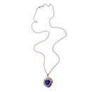 Blue Gemstone Heart with Rhinestone Urn Pendant Memorial Chain Necklace