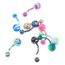 9 Pcs 14G Mixed Color Belly Button Navel Rings Barbells Body Jewelry Piercings