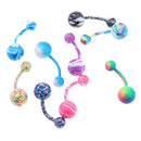 9 Pcs 14G Mixed Color Belly Button Navel Rings Barbells Body Jewelry Piercings
