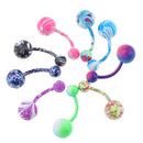 9 Pcs 14G Mixed Color Belly Button Navel Rings Barbells Body Jewelry Piercings
