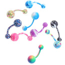 9 Pcs 14G Mixed Color Belly Button Navel Rings Barbells Body Jewelry Piercings