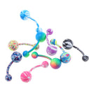 9 Pcs 14G Mixed Color Belly Button Navel Rings Barbells Body Jewelry Piercings