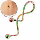 4 Pcs Belly Button Ring Multi Color Stainless Steel 14 Gauge Spiral Twist Navel Rings Cartilages Body