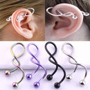4 Pcs Belly Button Ring Multi Color Stainless Steel 14 Gauge Spiral Twist Navel Rings Cartilages Body
