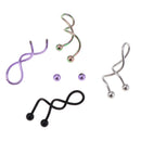 4 Pcs Belly Button Ring Multi Color Stainless Steel 14 Gauge Spiral Twist Navel Rings Cartilages Body