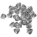 30Pcs Antique Silver Filigree Heart Love Heart Pendant DIY Beads 18x19mm
