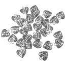 30Pcs Antique Silver Filigree Heart Love Heart Pendant DIY Beads 18x19mm
