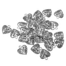 30Pcs Antique Silver Filigree Heart Love Heart Pendant DIY Beads 18x19mm