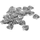 30Pcs Antique Silver Filigree Heart Love Heart Pendant DIY Beads 18x19mm