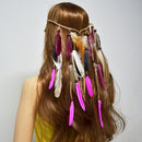 Bohemian Velvet Braided Band Feathers Gypsy Headband Hair Festival Jewelry Indian Women