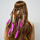Bohemian Velvet Braided Band Feathers Gypsy Headband Hair Festival Jewelry Indian Women