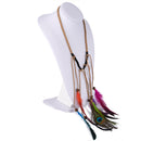 Hippie Feather Headband Boho Headdress Feather Rope Crown Elastic Gypsy Festival Headband for Women and Girls Indian Hair Accessories-Multi-color