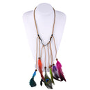 Hippie Feather Headband Boho Headdress Feather Rope Crown Elastic Gypsy Festival Headband for Women and Girls Indian Hair Accessories-Multi-color